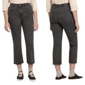 FRANK & OAK KAREN 99% Cotton Black Denim Kick Flare Jeans (25)